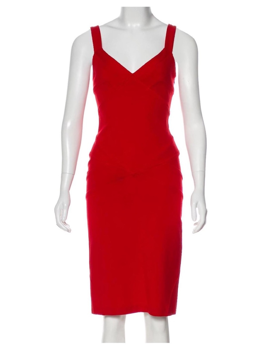 Diane Von Furstenberg Benny Red V-Neck Sleeveless Midi Dress